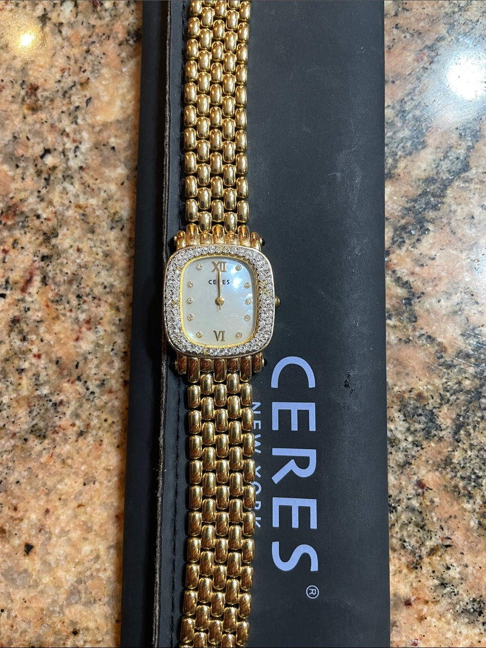 Ceres Gold-Tone Women's Bracelet Watch with Crystal Accent